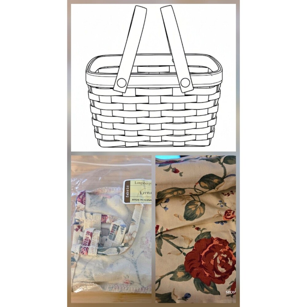 Longaberger Heirloom Floral Little Market Basket Over the Edge Liner #20106156